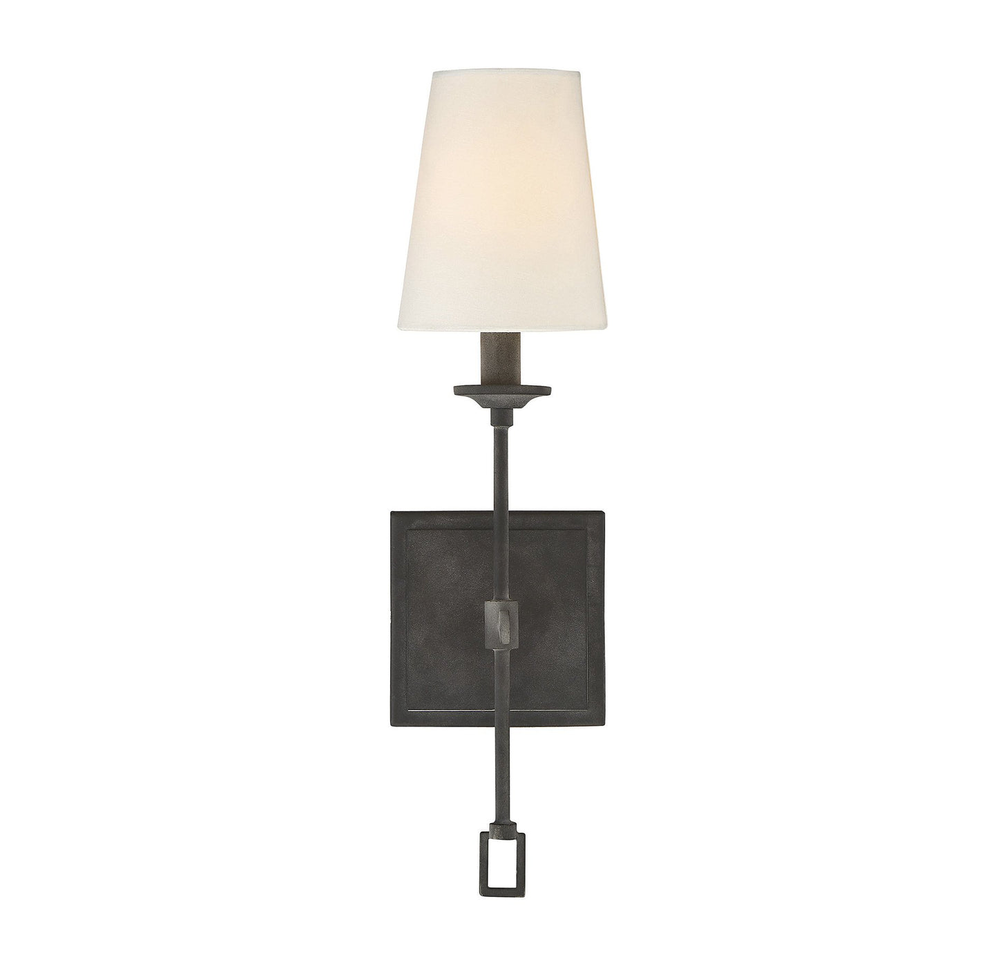 Savoy House 9-9004-1-88 Lorainne Rustic Traditional Soft White Fabric Wall Sconce, 1-Light 60 Watt, 18" H x 5" W, Oxidized Black