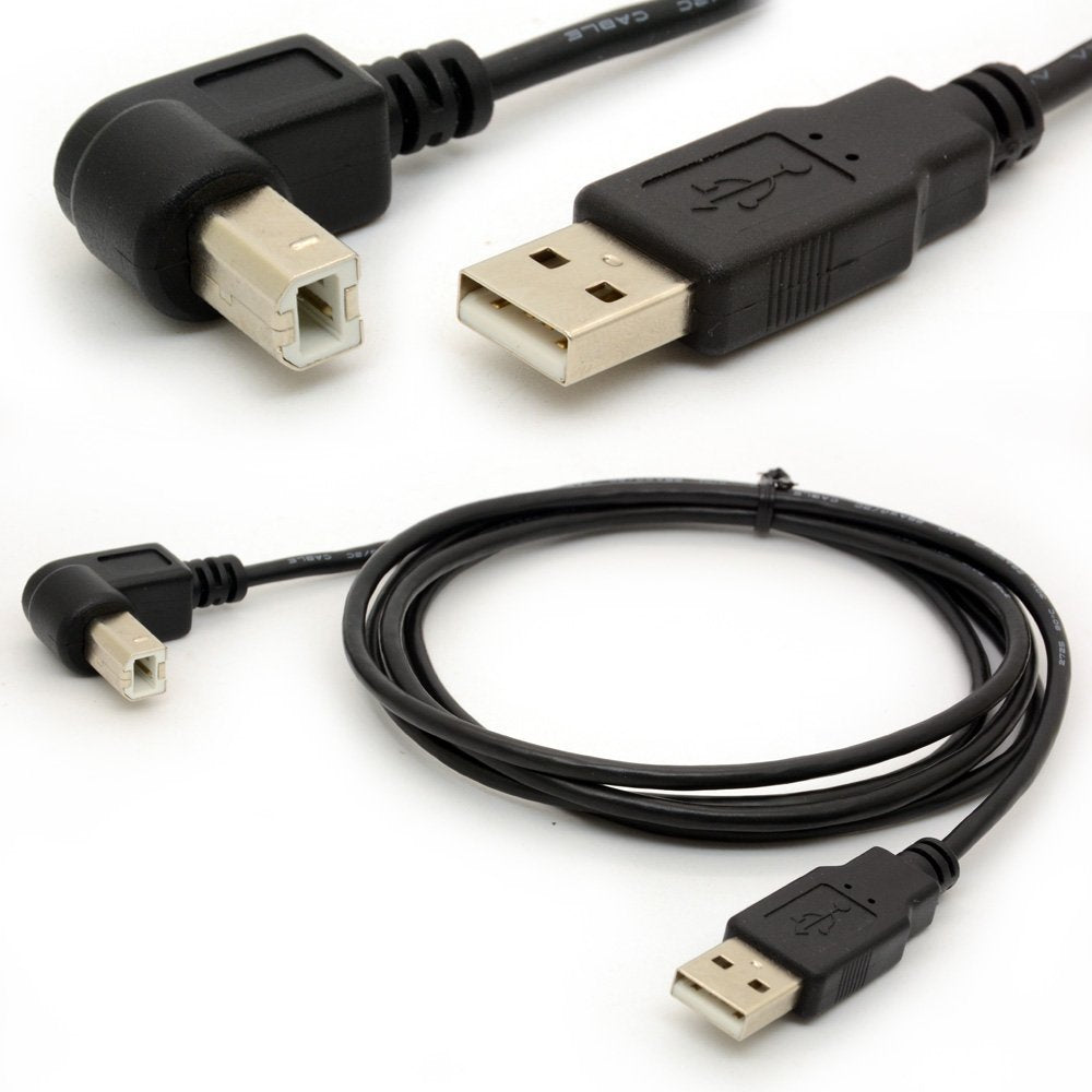 BSHTU 1.5M USB to Printer Adapter Cables 90 Degree USB 2.0 A Male to B Down Angle Plug Converter Lead 480Mbps High Speed Adaptor Scanner Extension