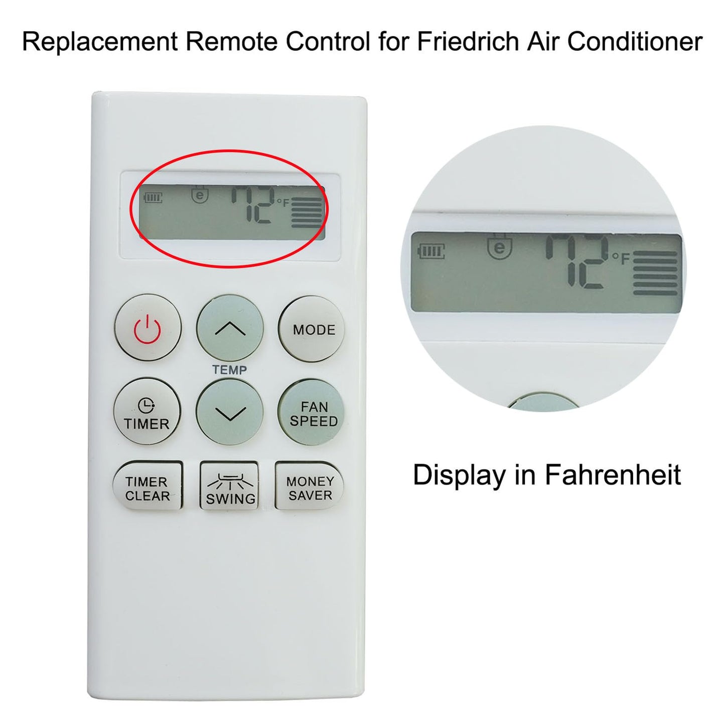 Remote Control AKB73756214 Replacement for Friedrich Air Conditioner AKB73756213 AKB73756218 AKB73756215 AKB73616106 CP08G10B CP06G10B CP10G10B