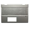 Replacement for HP Envy x360 15 DR 15T-DR000 15T-DR000 15T-DR100 Laptop Upper Case Palmrest Backlit Keyboard Assembly Part L53814-001 Top Cover Sliver