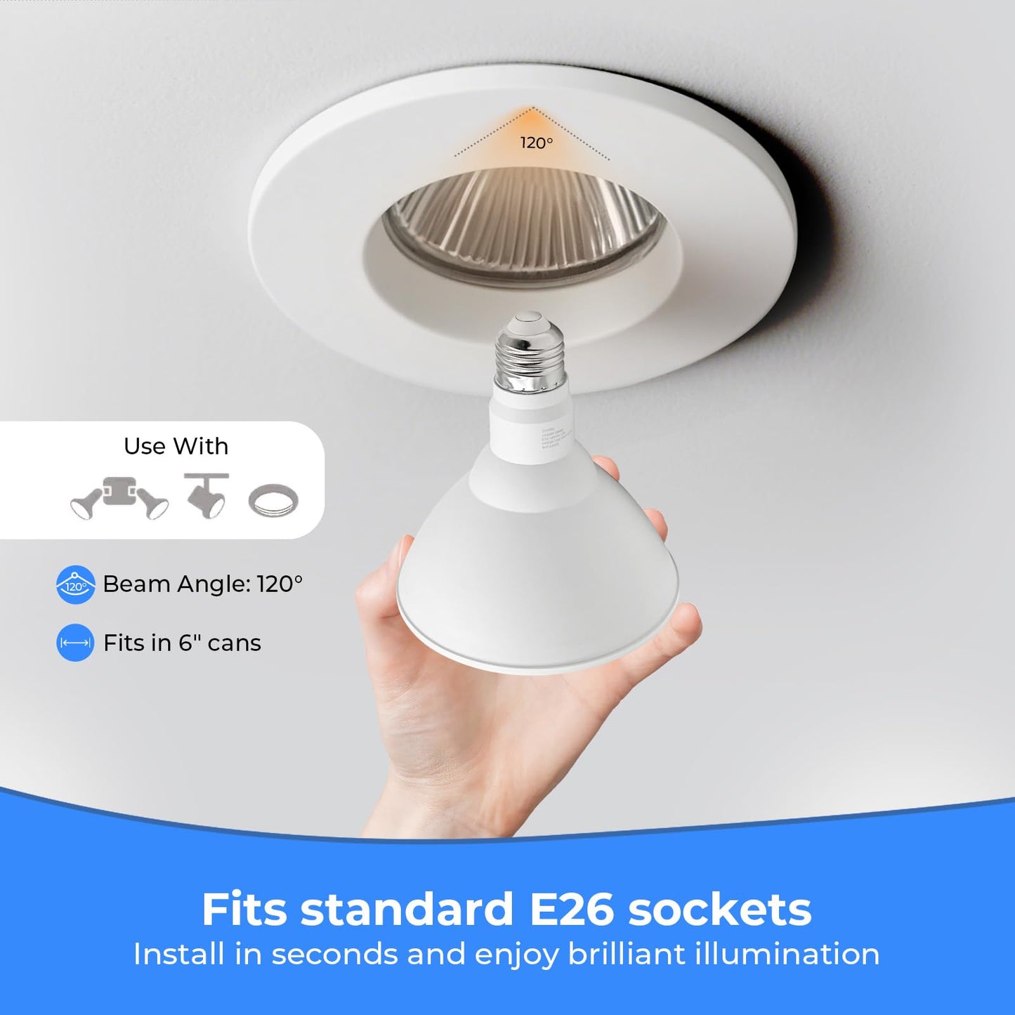 GvvooHome LED Flood Light Bulbs, PAR38 Outdoor Flood Light Bulb 5000K,13W 100W Equivalent, Daylight White LED Floodlight Dimmable, Waterproof