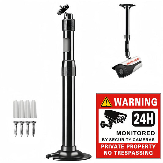 SamIdea 7.87"~15.75" Black Telescopic Mount Security Camera Wall Ceiling Mounting Bracket,Telescopic Adjustable Camera Wall Mount Bracket