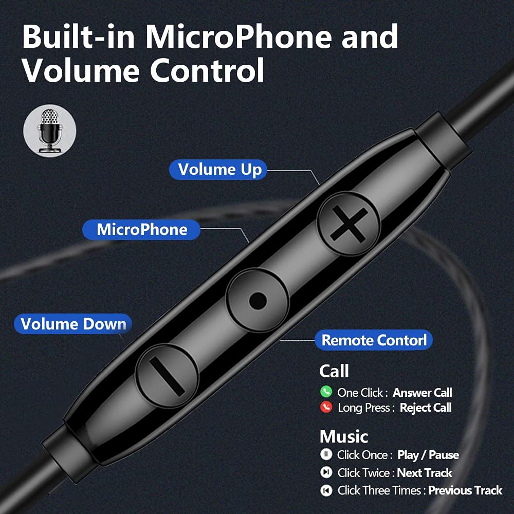 Wired Headphones with [Four Speakers], high-Fidelity Noise-Cancelling Stereo subwoofer Earbuds with Microphone,Universal 3.5mm Plug Earphones…