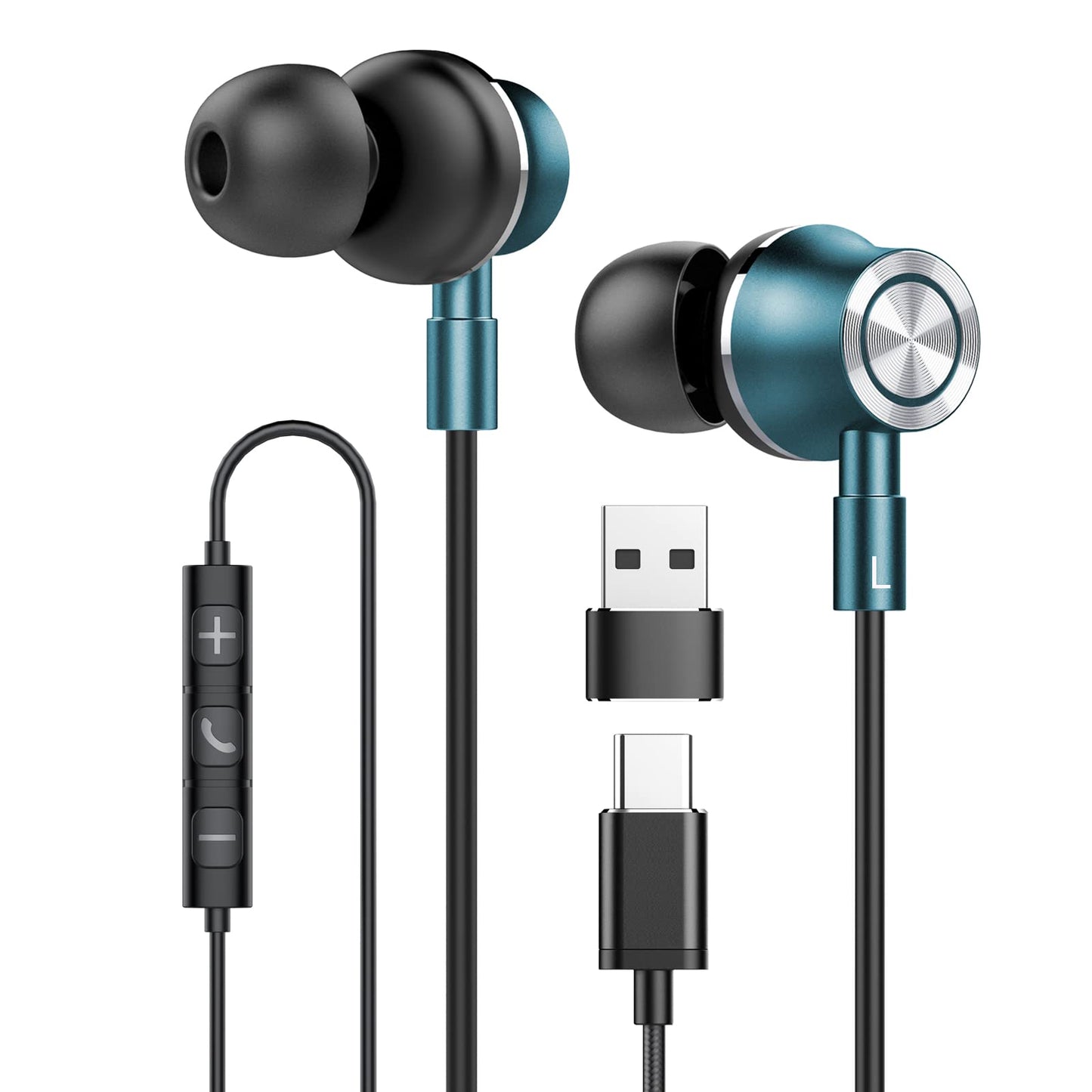 Rayhontech USB C Wired Earbuds, in Ear Earphones for Laptop PC with Microphone, Magnetic Noise Isolation Headset Compatible for iPhone 16 15 Pro Max…