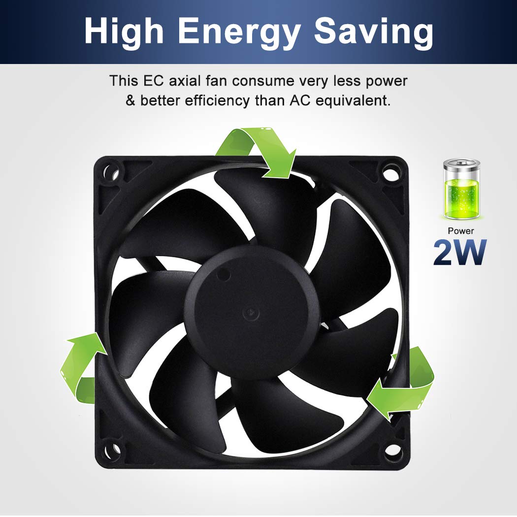 Wathai 80mm EC Axial Fan AC 110V 115V 120V 220V 240V Brushless Cooling Fan 80mm x 25mm