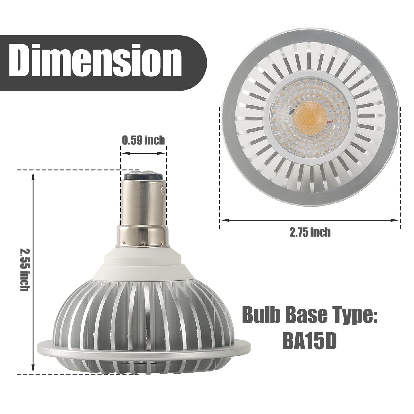 AIBOO AR70 LED Light Bulb BA15D B15 Base, AC/DC12V Input, 7W 500lm for Home Household Commercial Lighting, 50W Halogen Lamp Replacement(Warm White,4