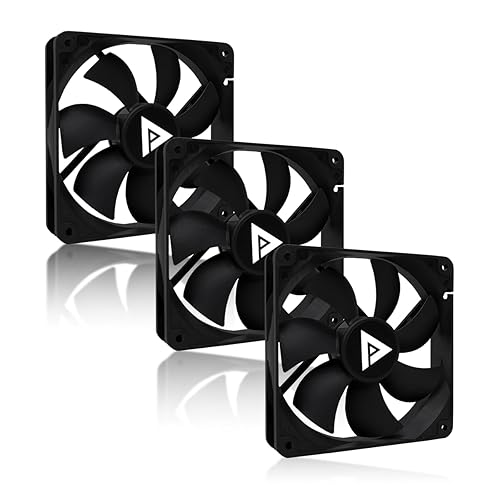 Apevia 120mm Silent PC Case Fan 3-Pack - AF312S-BK, High Airflow 57.67 CFM, Low Noise 24.7 dBA, 4-Pin Molex & 3-Pin Motherboard Connector, 1350 RPM