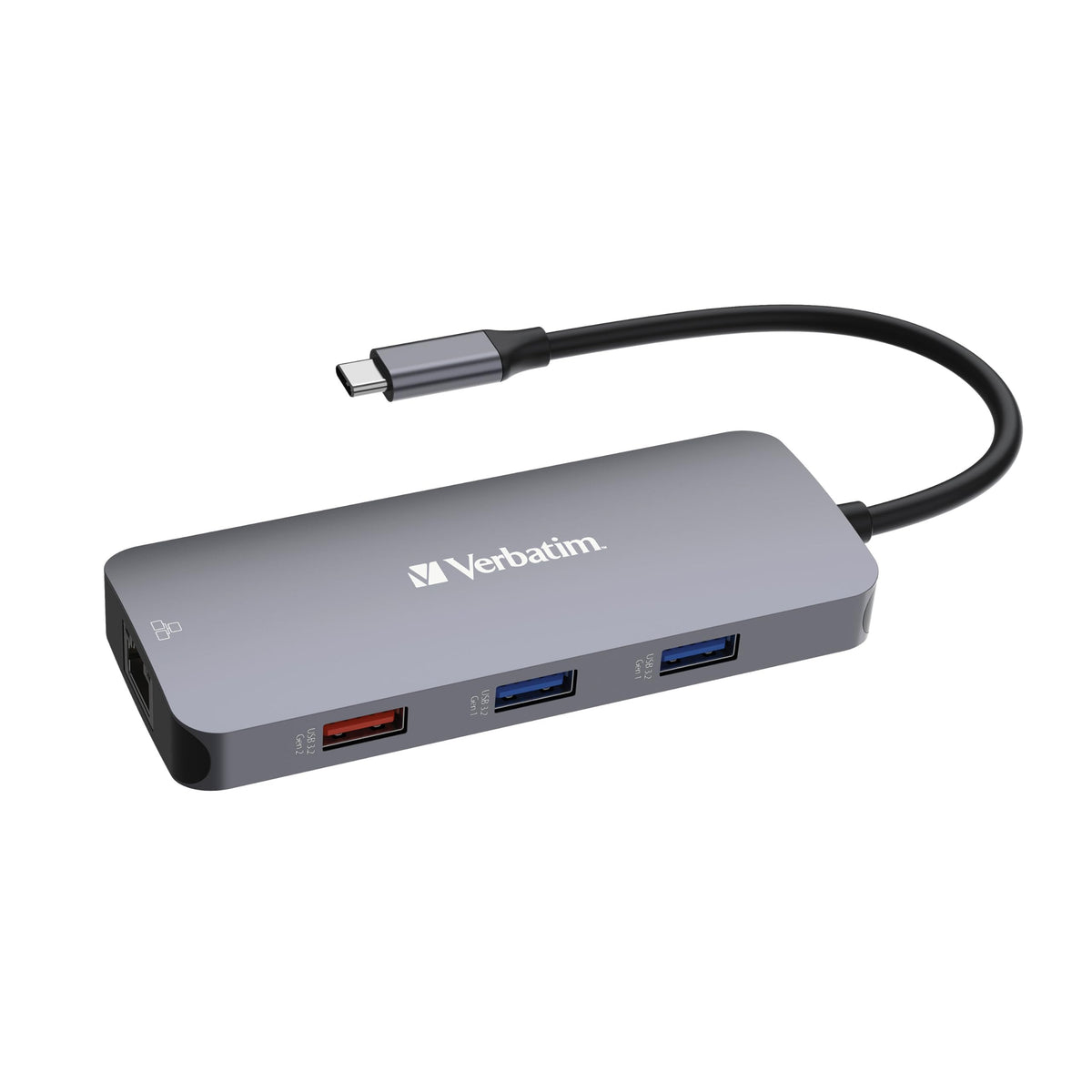Verbatim USB C Hub 9 in 1 Multiport Adapter USB-C to HDMI RJ45 USBA-A and USB-C with SD Card Reader for Mac, MacBook Pro/Air, iPad Pro, Thinkpad