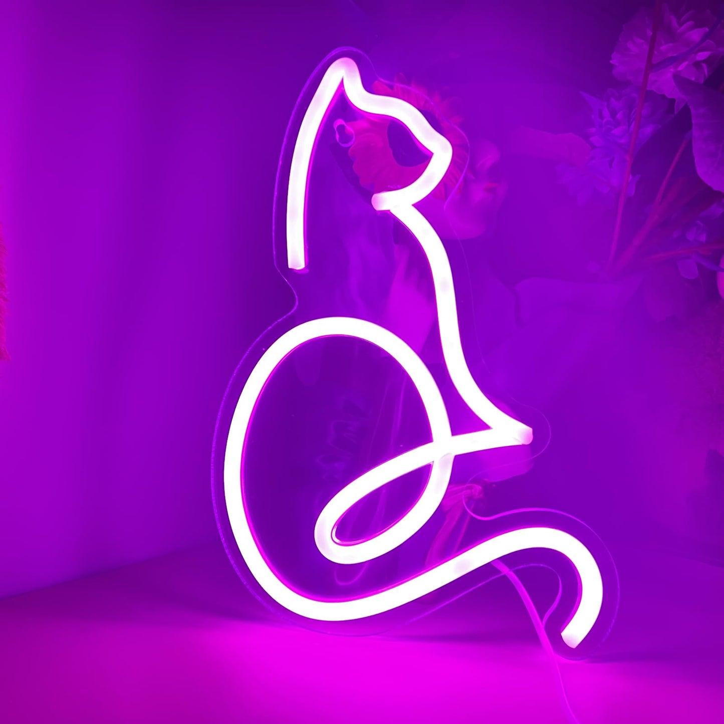 Pink Cat Neon Sign for Wall Decor - 10.6" x 7" Cute Animal LED Neon Lights, USB Powered Aesthetic Room Decor, Neon Lamp for Bedroom, Nursery, Dorm