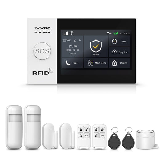 PGST Wireless Home Alarm System with Expanded Motion Detector,Door Alarm Sensors,4G GSM/Tuya App Instant Alerts,Work with Google&Alexa