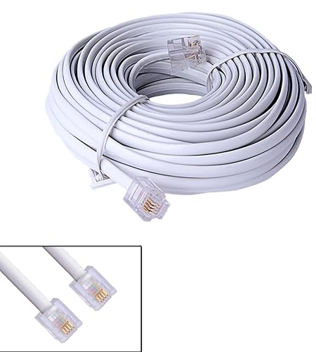 10M 40ft RJ11 6P4C Modular Telephone Phone Cables Wire White