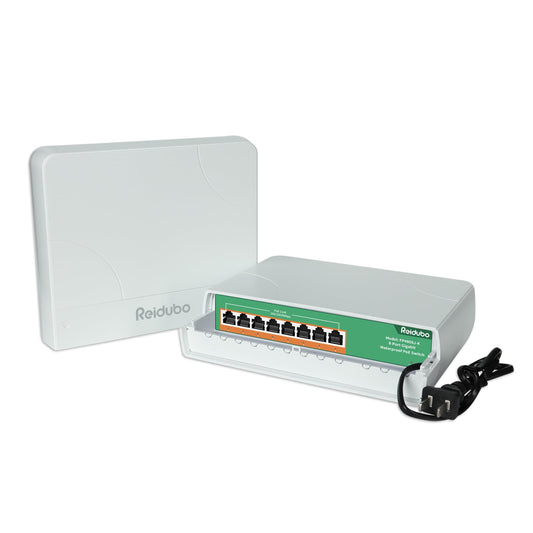 Reidubo 8 Port Gigabit PoE Switch Waterproof, 1000 Mbps 8 PoE+ Ports 120W, IEEE802.3af/at Power Over Ethernet Unmanaged Outdoor Network Switch, Plug