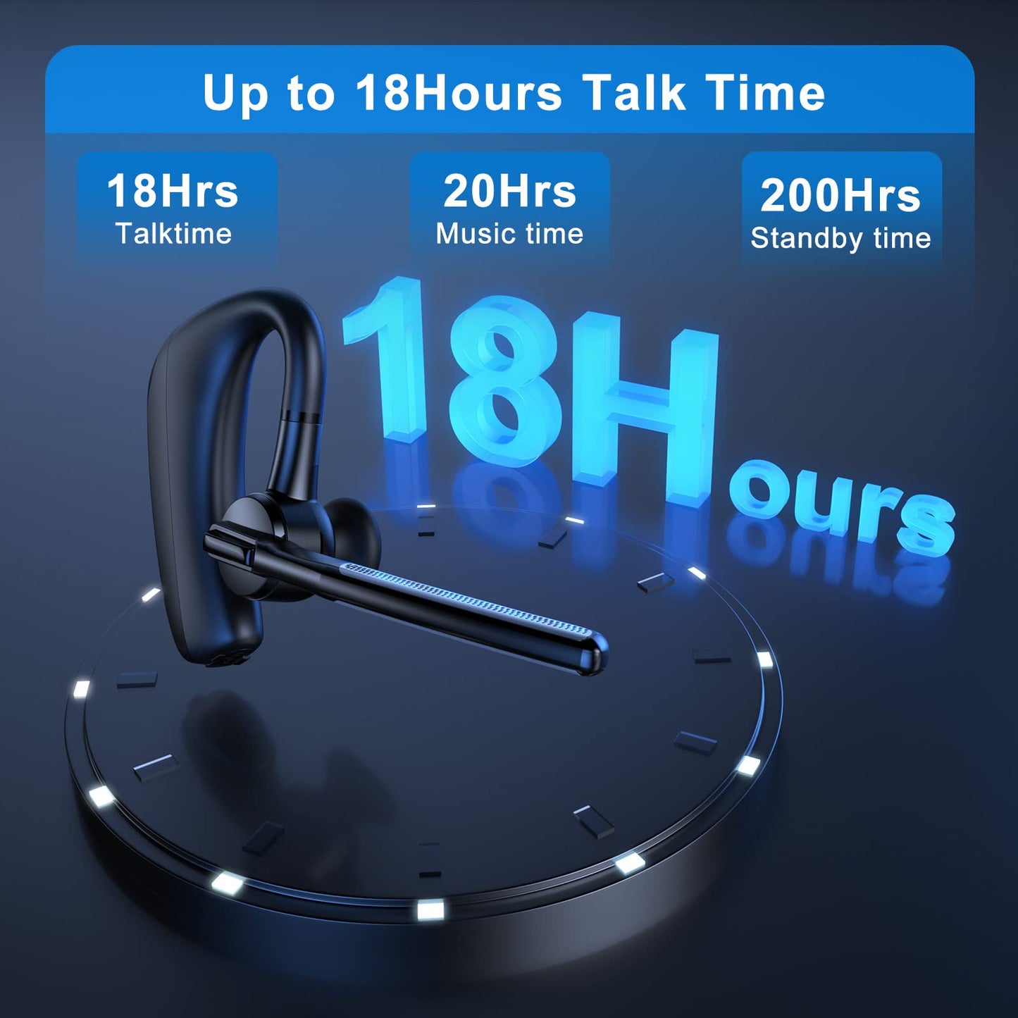 emotal Bluetooth Headset Dual-Mic ENC +CVC 8.0 Noise Cancelling Aptx HD HiFi Stereo15Hours HD Talktime 200Hours Standby Bluetooth Earpiece Compatible