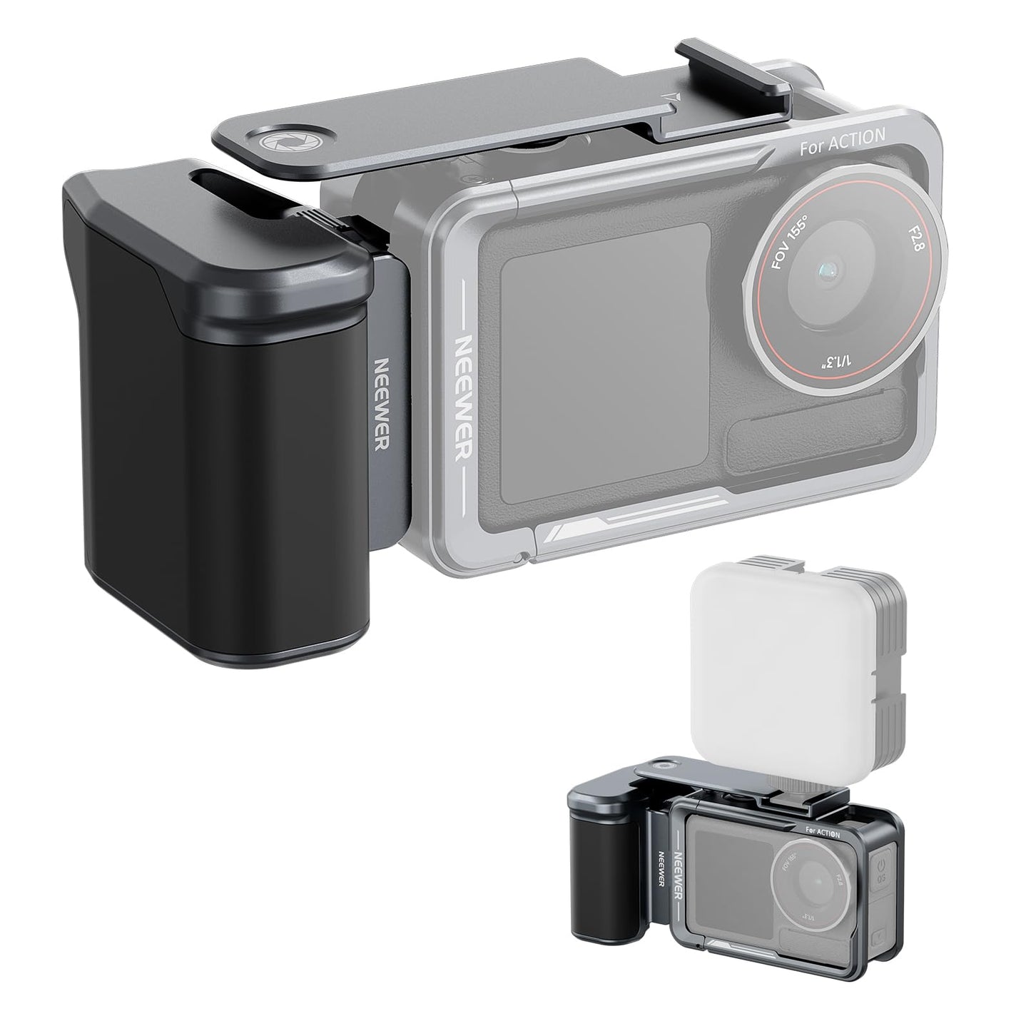 NEEWER AC034 Side Handle Only for AC014 Cage Compatible with DJI Osmo Action 5 Pro/4/3, Modular Quick Release Magnetic Action Camera Mount Adapter
