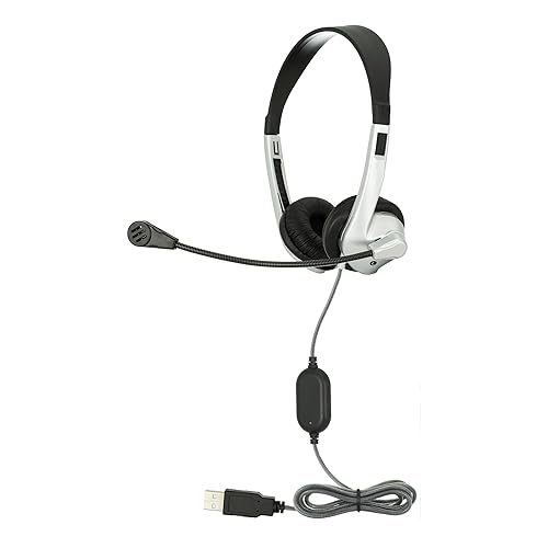 Egghead® Personal Stereo Headset with Adjustable Headband, Foam Ear Cushions, Flexible Uni-Directional Microphone, and Tangle-Free Tri-Shield Cord…