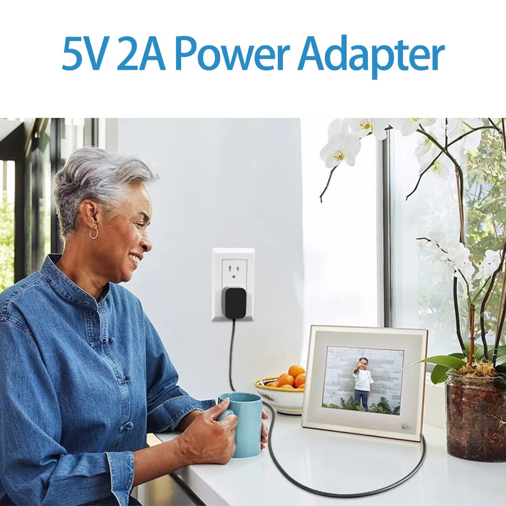 Power Cord for Skylight, HP, Aluratek, BSIMB Smart Digital Picture Frame 5V AC Adapter Charger (Not for 9V or 12V)