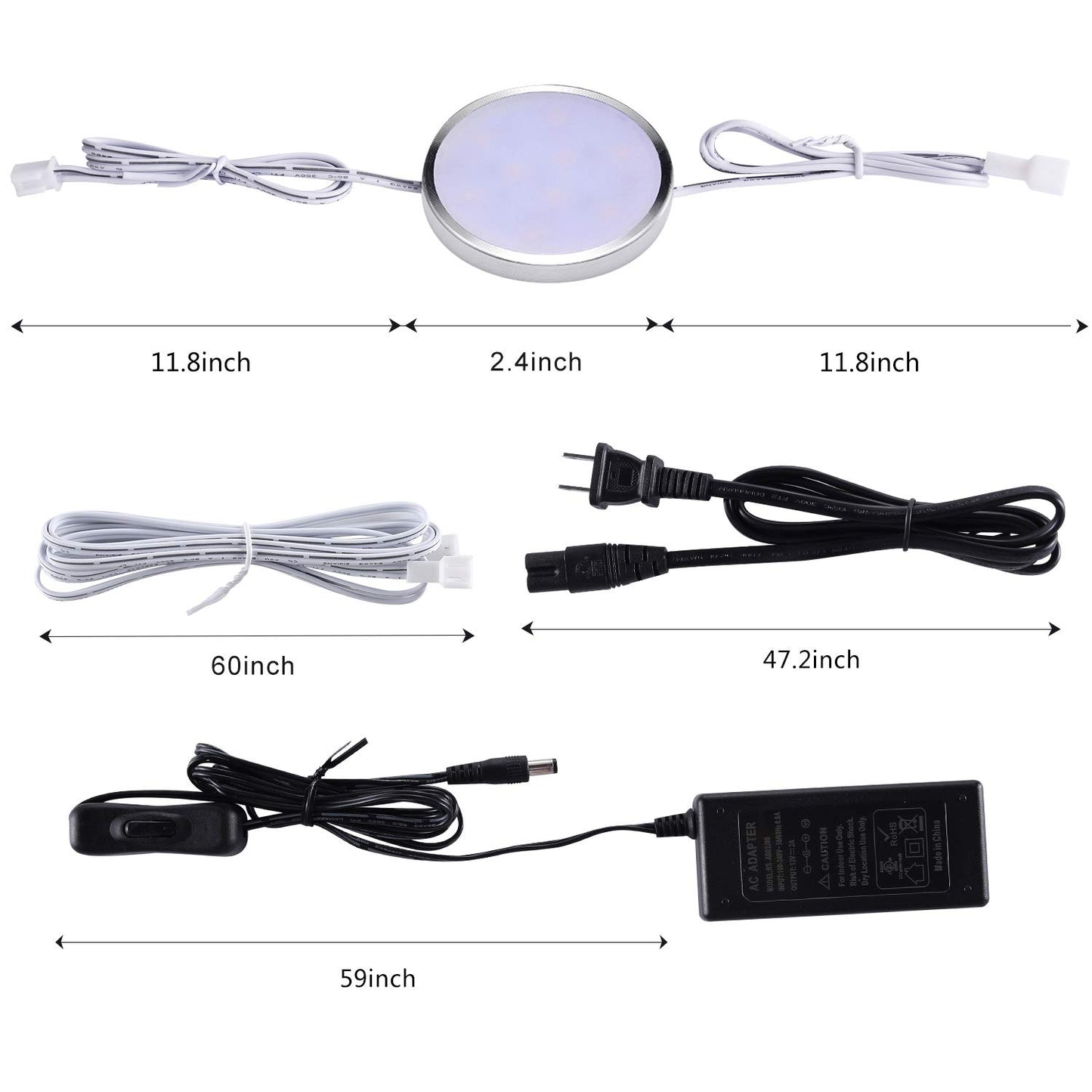 Puck Lights Under Cabinet Lighting,12V LED Dimmable Kitchen Counter Lights Wired,Perfect for Closet Shelf Cupboard Book Case Display Lighting,All Kits