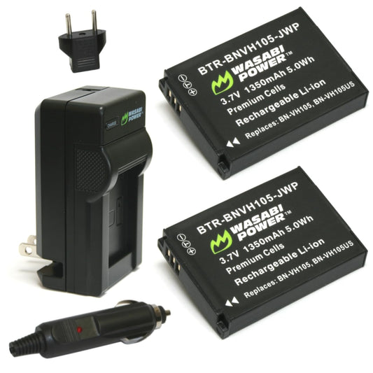Wasabi Power Battery (2-Pack) and Charger for JVC BN-VH105 and JVC GC-XA1, GC-XA2 ADIXXION Action Camera