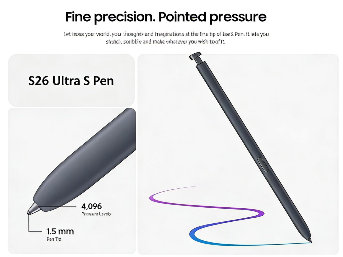 S26 Ultra S Pen Replacement for Samsung Galaxy S26 Ultra Stylus Pen, S Pen for S26 Ultra Pen with 5PCS Tips/Nibs Replacement (Black)