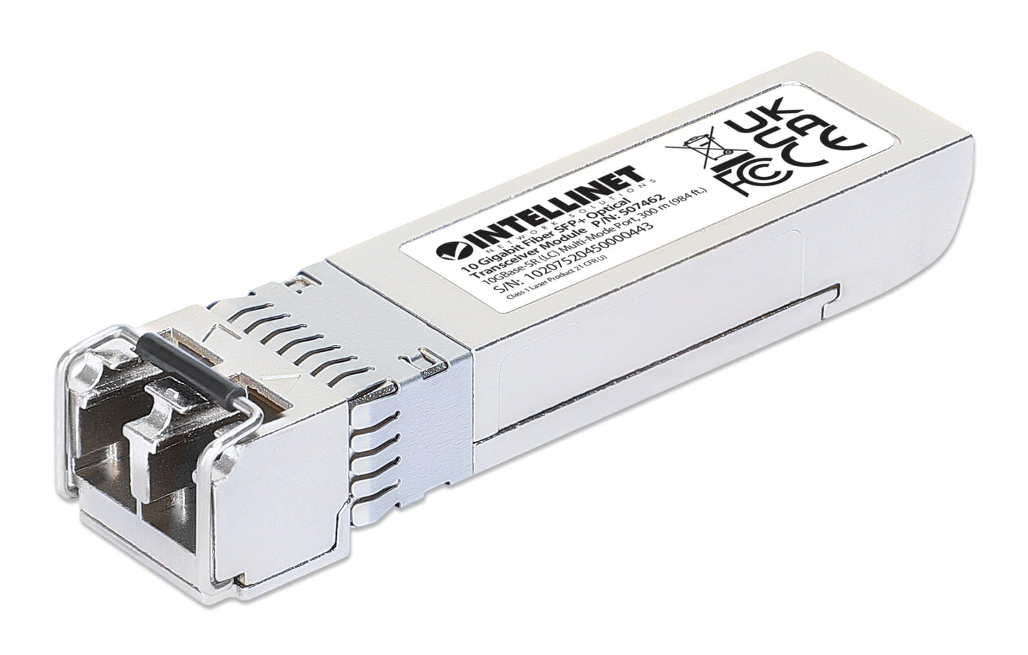 Intellinet 10GBase-SR SFP+ to LC Multi-Mode Mini GBIC Module 10G Fiber Transceiver - Cisco SFP-10G-SR Compatible - Wavelength 850 nm - Hot Plugging