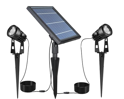SUNLONG Solar-Powered Cast Aluminium Warm White LED Spotlight for Outdoor Garden Yard Landscape Tree Uplight Downlight