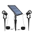 SUNLONG Solar-Powered Cast Aluminium Warm White LED Spotlight for Outdoor Garden Yard Landscape Tree Uplight Downlight