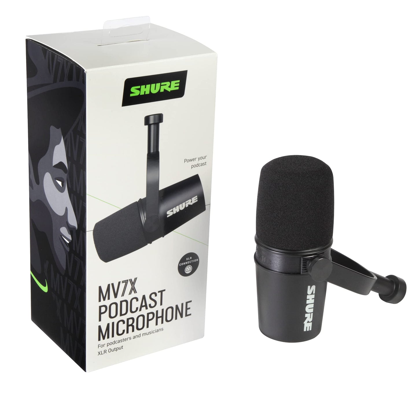 Shure MV7X XLR Dynamic Microphone - Voice-Isolating Cardioid Mic for Podcasting, Vocal Recording & Broadcasting, All-Metal, Black