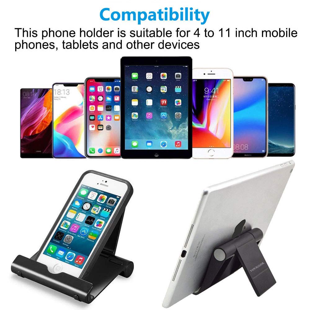 VOVIGGOL 2 Pack Cell Phone Stand for Desk, Foldable Cell Phone Holder Mobile Stand Phone Dock, Adjustable Tablet Stand Holder Compatible with iPhone
