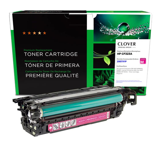 Clover Remanufactured Toner Cartridge Replacement for HP CF323A (HP 653A) | Magenta