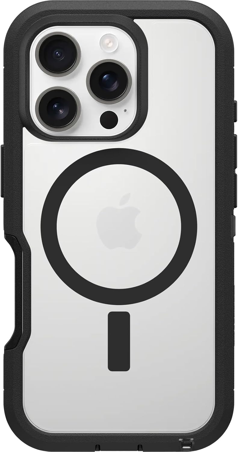 OtterBox iPhone 16 Pro Phone Case Defender Series XT (Clear & Black) Military-Grade Drop Protection, MagSafe, Shockproof Protective Phone Cover, Slim