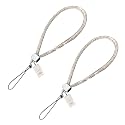 2Pcs Silver Short Crystal Phone Lanyard Full Diamond Pendant Wrist Strap Bling Wristlet Keychain Strap for Wallet Bag Credit Card Holder,Convenient