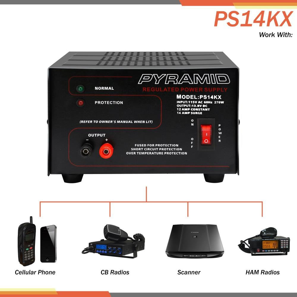 Pyramid Universal Compact Bench Power Supply - 12 Amp Linear Regulated Home Lab Benchtop AC-to-DC 12V Converter w/ 13.8 Volt DC 115V AC 270 Watt…