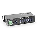 Industrial 7-Port USB 3.2 Hub with Screw-Locking Ports, 5Gbps Speeds, and Surge Protection