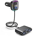 5FT Cable 115W 6-Port Multiport Car Charger, Cigarette Lighter USB Splitter PD 36W, QC3.0 USB C A Fast Charging,Back Seat Charging, Car Travel