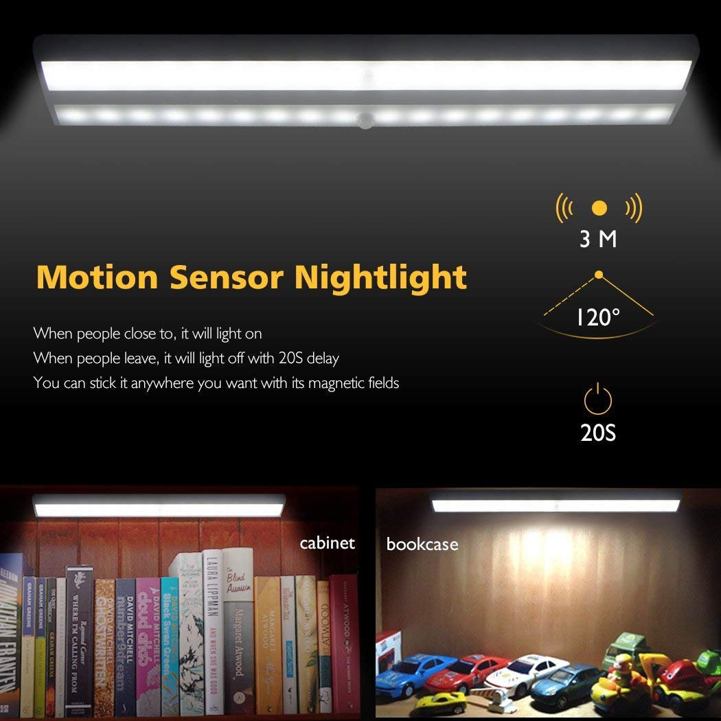 Wireless Motion Sensor Cabinet Lights 10-LED USB Rechargeable Closet Lights LED Under Cabinet Lighting