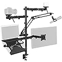 VIVO All-in-One Computer Studio Desk Mount, Mic Boom, Dual Monitor Mount up to 32 inches, Laptop Stand, Livestream Arms Compatible with Cameras