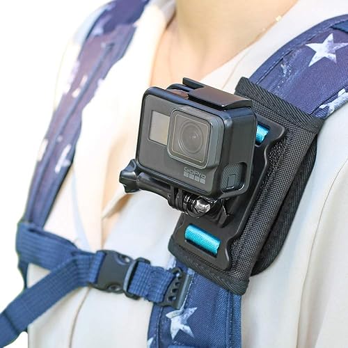 SKEZN Backpack Shoulder Strap Mount Camera with Adjustable Shoulder Pad and 360 Degree Rotating Base, Bag Belt Holder Clip Compatible with GoPro Hero