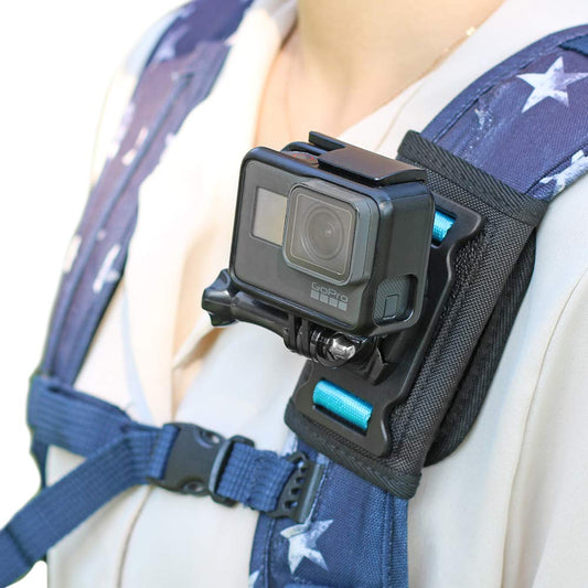 SKEZN Backpack Shoulder Strap Mount Camera with Adjustable Shoulder Pad and 360 Degree Rotating Base, Bag Belt Holder Clip Compatible with GoPro Hero