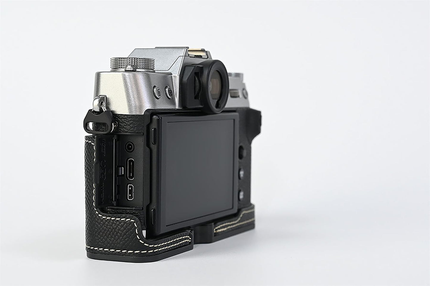 X-T30 Case, BMAOLLONGB Handmade PU Carbon Fibre Leather Half Camera Case Bag Cover Bottom Opening Version for Fujifilm X-T30 XT30 with Hand Strap