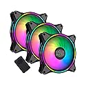 3-in-1 MasterFan MF120 Halo Duo-Ring Addressable RGB Lighting 120mm with Independently-Controlled LEDs, Absorbing Rubber Pads, PWM Static Pressure