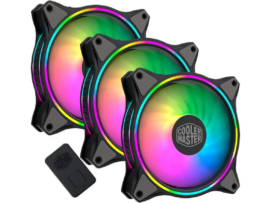 3-in-1 MasterFan MF120 Halo Duo-Ring Addressable RGB Lighting 120mm with Independently-Controlled LEDs, Absorbing Rubber Pads, PWM Static Pressure