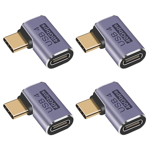 JUZITAO 4Pack USB C Extender Adapter, 40Gbps USB C Right Angle Adapter, Type C Male to Female Adapter USB C L Shape Adapter with 8K 60Hz Video…