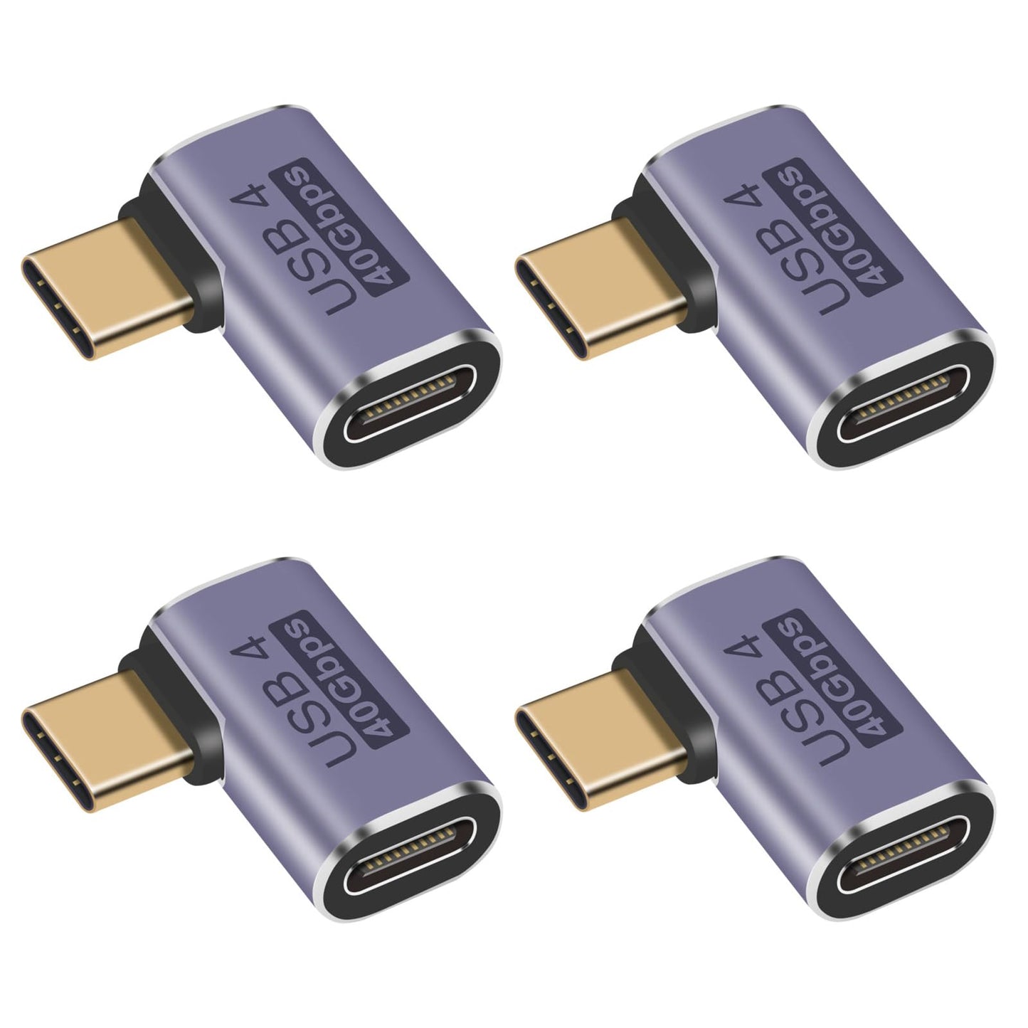 JUZITAO 4Pack USB C Extender Adapter, 40Gbps USB C Right Angle Adapter, Type C Male to Female Adapter USB C L Shape Adapter with 8K 60Hz Video…