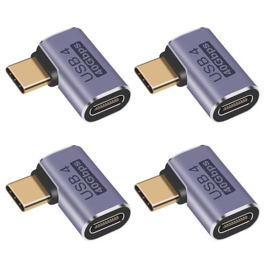 JUZITAO 4Pack USB C Extender Adapter, 40Gbps USB C Right Angle Adapter, Type C Male to Female Adapter USB C L Shape Adapter with 8K 60Hz Video…