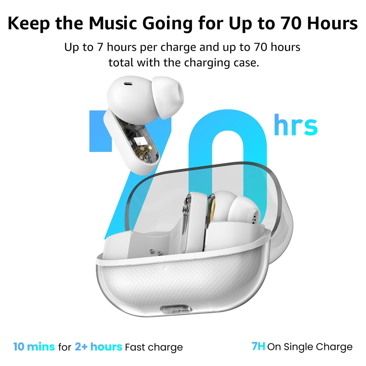 TOZO Crystal Pods Hybrid Active Noise Cancelling Wireless Earbuds