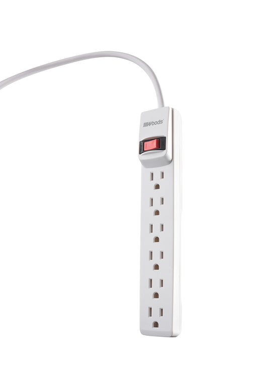 Southwire Woods Surge Protector Power Strip - 280J Overload Protection - 1.5 Foot Cord - UL Listed Surge Protector - Built-In Circuit Breaker - White