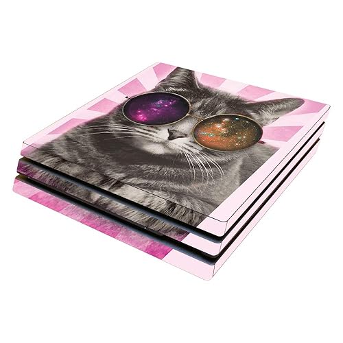 MightySkins Skin Compatible with Sony PS4 Pro Console - Galaxy Cat | Protective, Durable, and Unique Vinyl Decal wrap Cover | Easy to Apply, Remove