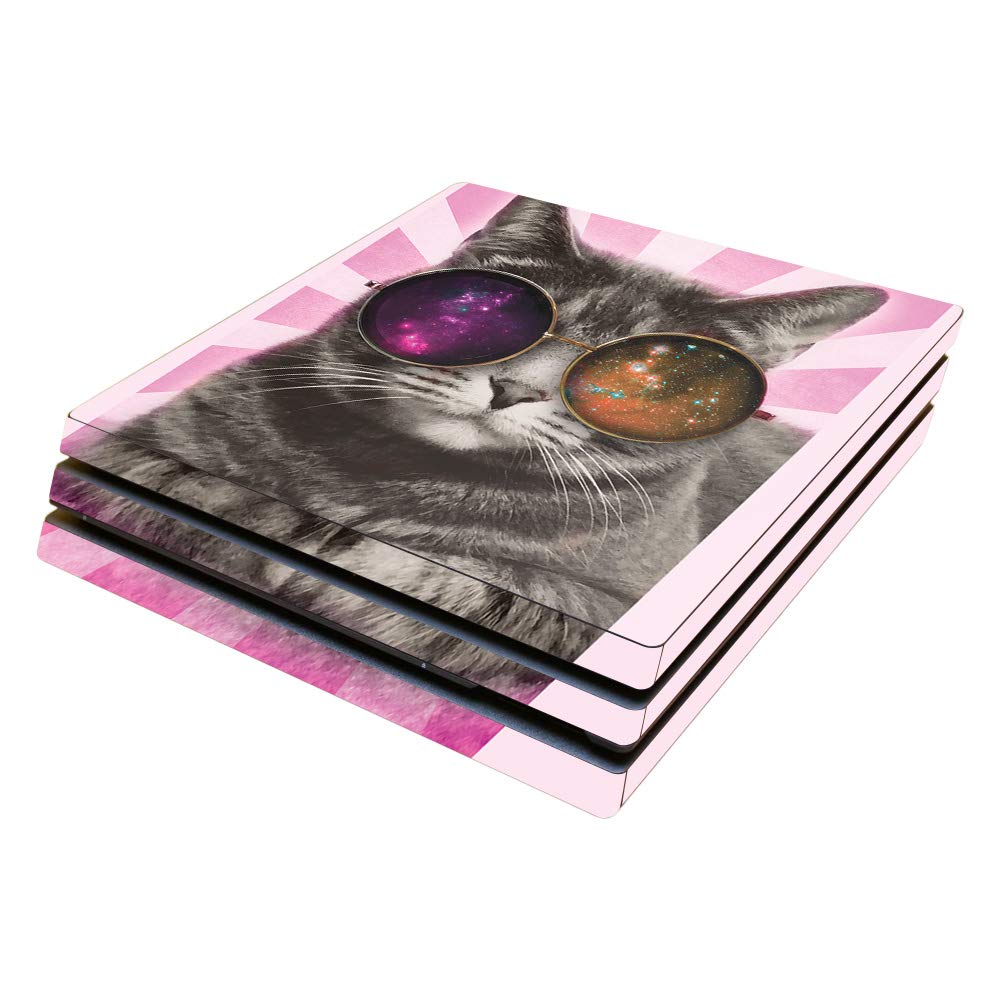 MightySkins Skin Compatible with Sony PS4 Pro Console - Galaxy Cat | Protective, Durable, and Unique Vinyl Decal wrap Cover | Easy to Apply, Remove