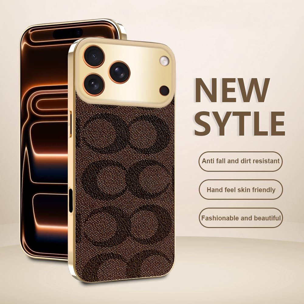 Sriyso Designer Case for iPhone,Luxury Classical Vintage Leather for Women Girl,Camera Protection,Electroplating Frame Anti-Fingerprint Military Grade