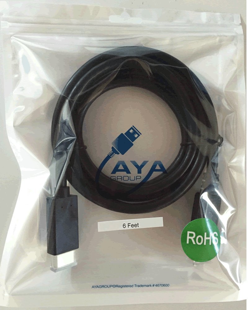 AYA 6Ft (6 Feet) Displayport Male to HDMI Male 28AWG with Audio Output Cable Adapter 1080p